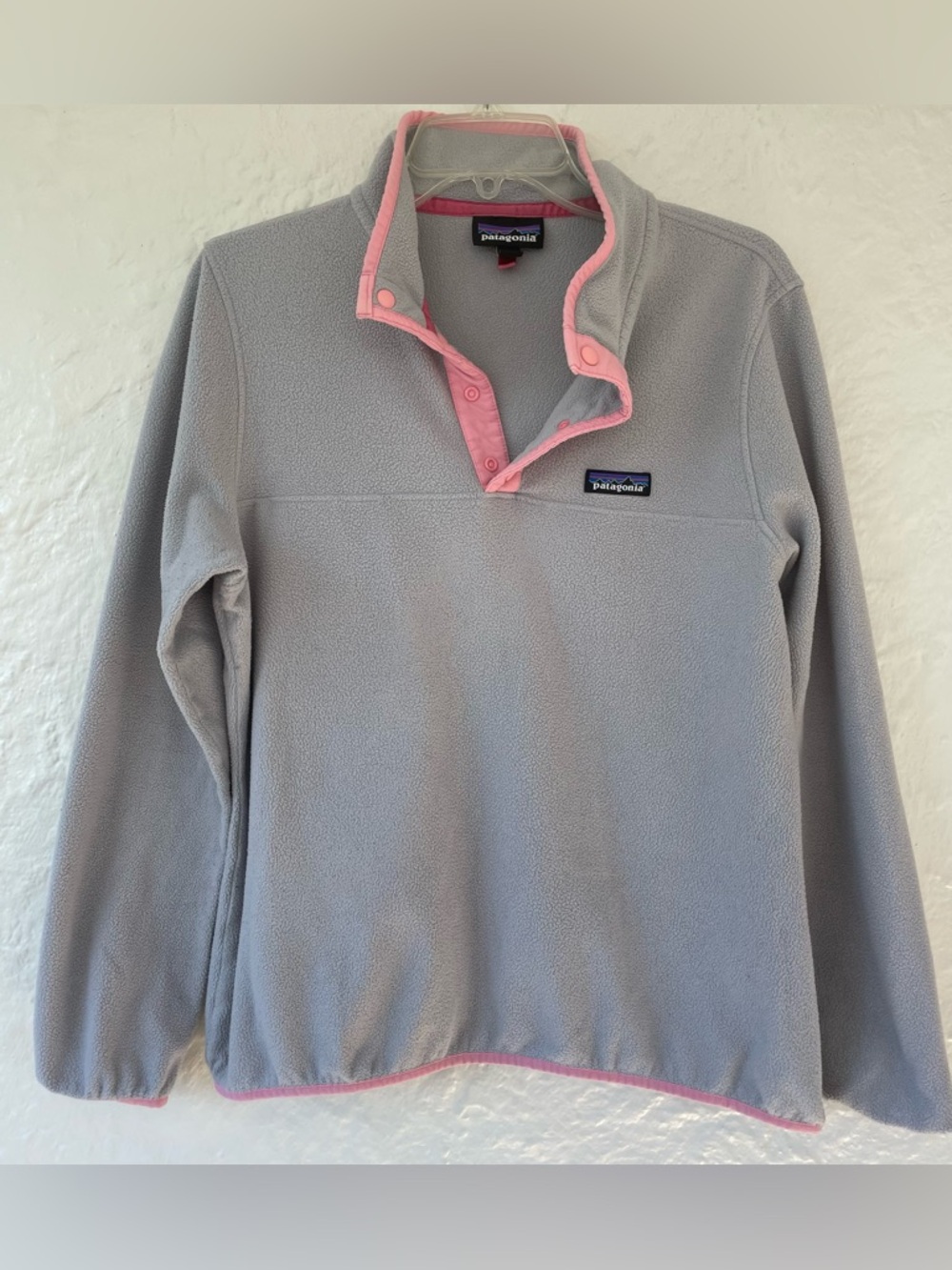 patagonia Women's Micro D Snap-T Pullover Fleece Gray pInk Size Large